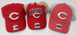 MLB Cincinnati Reds Adjustable Strapback Cap Dad Hat Lot of 3 NWT - £39.42 GBP