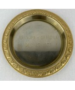 Vintage Metal Small Plate Engraved  - Grandpa &amp; Grandma Dec 25 1973 - 5 ... - £9.52 GBP