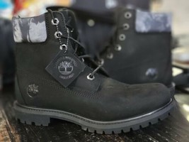 Timberland 6&quot; Premium Black/Camo Leather WP Winter Construct Boots Women... - £73.82 GBP