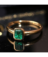 3Ct Emerald Simulated Emerald Bezel Set Engagement Ring 14K Rose Gold Pl... - £108.75 GBP
