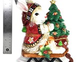Fitz &amp; Floyd Christmas Lodge Rabbit on Sled w Christmas Tree Lidded Cand... - $37.03