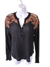 Free people black gauze thermal long sleeve top size S? - $27.78