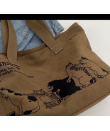 Canvas Cat Tote, Shoulder Bags For Work School And Travel - $19.99