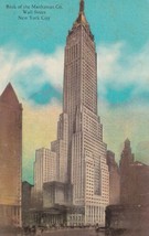 Bank of the Manhattan Company Wall Street New York City NY Postcard B29 - £2.37 GBP