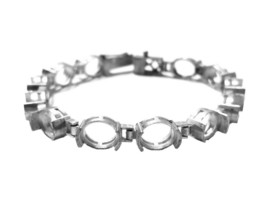 8x10 MM Ovale Semi Montage Bracelet Vierge Demi Chaton 925 Argent Solide - £44.92 GBP+