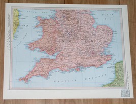 1951 Original Vintage Map Of England Wales London / Verso Scotland - $25.27