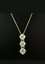 14K Oro Amarillo Chapado Mujer 3 Gota Colgante Collar 3CT Diamante - £28.04 GBP