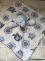 Blankets and &amp; Beyond Elephant Owl Blue Gray Baby Blanket Security Lovey - £18.65 GBP