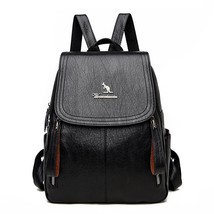 Women Backpa Female Leather Travel Backpack School Bags for Girls Dos Solid Back - £30.27 GBP