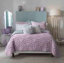 Lavender Color Embroidery Texture Reversible Comforter Set 2 Pcs Twin Size - £73.94 GBP