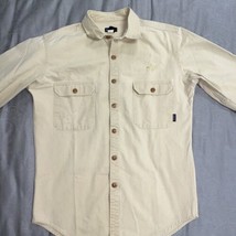 Patagonia Button Up Long Sleeve VINTAGE Shirt Light Tan Cotton Canvas Me... - £51.43 GBP