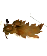 Wrought Iron Fall Foliage Maple Leaf Centerpiece piece Double Candle Holder - $5.00