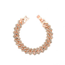 Stainless Steel Crystal Bracelets For Women Men Thick Link Chain Bling Rhineston - £12.18 GBP