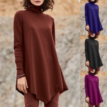 Women&#39;s Solid Color High-necked Irregular Loose Commuter Long Sleeve - £17.77 GBP+