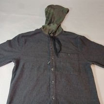 Billabong Baja Flannel Shirt Men's Gray Cotton Hooded Camo Button Up Shirt Sz M image 10