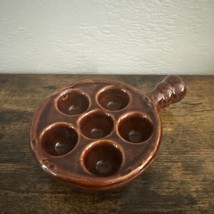 Vtg Escargot Cargo Mushroom Pottery Baking Dishes Brown Holds 6 Made In ... - £12.69 GBP