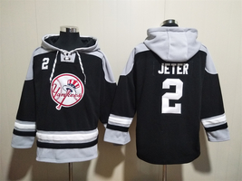 Derek Jeter #2 New York Yankees Black Ageless Must-Have Lace-Up Pullover Hoodie - £48.89 GBP