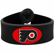 NHL Philadelphia Flyers Adjustable Black Rubber Hockey Puck Bracelet Gam... - $10.99