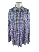 Peter Millar Mens XL Size Long Sleeve Shirt Button Up Checkered Blue and Purple - £14.85 GBP