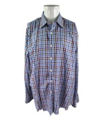 Peter Millar Mens XL Size Long Sleeve Shirt Button Up Checkered Blue and... - £14.15 GBP