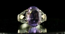 Natural Ametrine Oval Cut Diamond 18K Gold Silver Vintage Women Classic Ring - £151.87 GBP