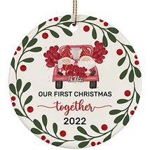 Our First Christmas Together Gnomes Circle Ornament Wreath 2022 Ornament Gift 3  - £15.62 GBP