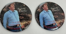Lot Of Two Ronald Reagan 3.5” Button Pinback 1985 Inauguration Restoring America - £8.17 GBP