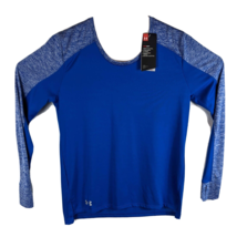 Womens Long Sleeve Under Armour Small Loose Shirt Blue Heather Heatgear - $28.34