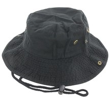 Black Boonie Bucket Hat Cap Fishing Hunting Summer Men Sun 100% Cotton Size S/M - £17.54 GBP
