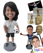 Personalized Bobblehead Female Soccer Coach With Notebook And Ball In Hand - Spo - £72.74 GBP