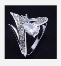 SILVER CRYSTAL GEMSTONE COSTUME RING 5 6 7 8 9 - £32.04 GBP