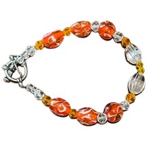 Womens Orange Fashion Bracelet Faux Beads Toggle Clasp - £7.58 GBP