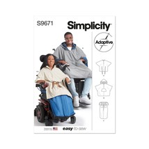 Simplicity Sewing Pattern 9671 R11665 Poncho Hood Wheelchair Blanket Unisex - $11.64