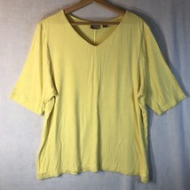 Chico&#39;s Size 3 XL Yellow Knit Tee Short Sleeve Shirt - £19.48 GBP