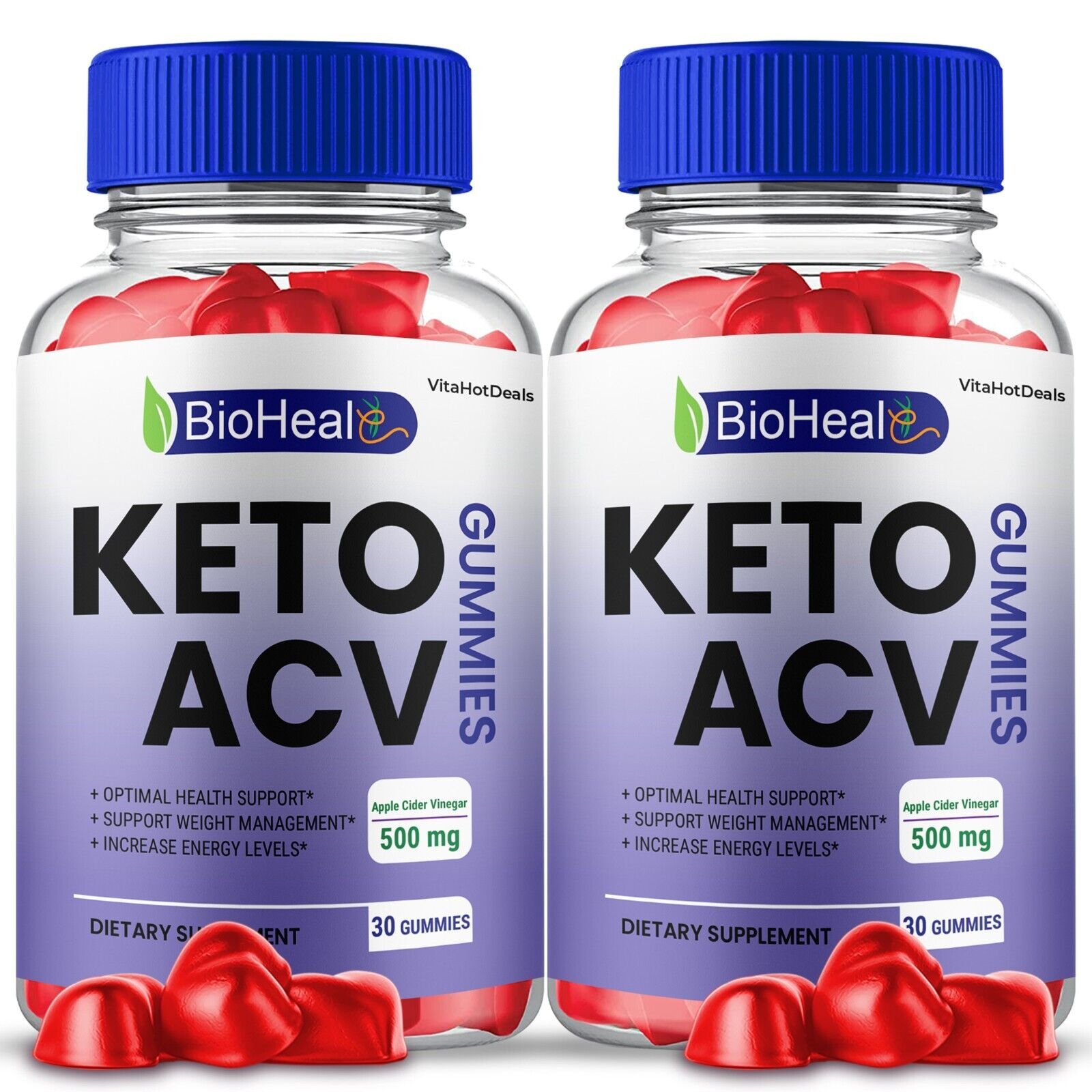2 Pack BioHeal Keto ACV Gummies Apple Cider Vinegar Max Strength