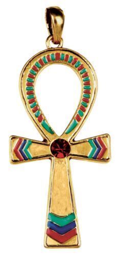 Egyptian Solar Ra Ankh Key Pendant Medallion Pewter Necklace Accessory J... - $12.99