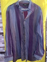 Sean John Purple Striped Button Up Long Sleeve  Shirt Size Large - £9.17 GBP