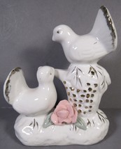 Vintage White Birds Porcelain Figurines Pink and Gold Accents 3.75&quot; x 4&quot;. - £5.62 GBP