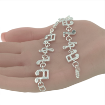 Musical Note Charm Bracelet 925 Sterling Silver - £9.73 GBP