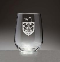 Kelly Irish Coat of Arms Stemless Wine Glasses (Sand Etched) - £54.35 GBP