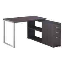 47" Gray and Silver L Shape Computer Desk With Three Drawers - $11,694.15 MXN