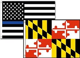 K&#39;s Novelties 12x18 USA Police Blue Maryland State 2 Pack Flag Wholesale Set Com - £5.80 GBP