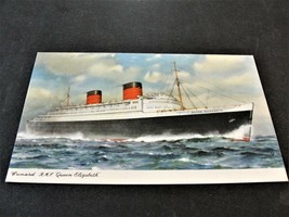 Cunard Lines Cruise Ship R.M.S. &quot;Queen Elizabeth&quot; - Unposted 1900s Postcard. - £12.11 GBP