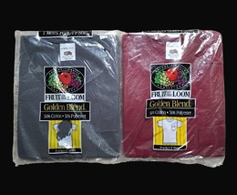 Vtg 90s Fruit of the Loom Golden Blend Pocket T Shirt (2) NOS Men&#39;s M USA blank - £23.80 GBP