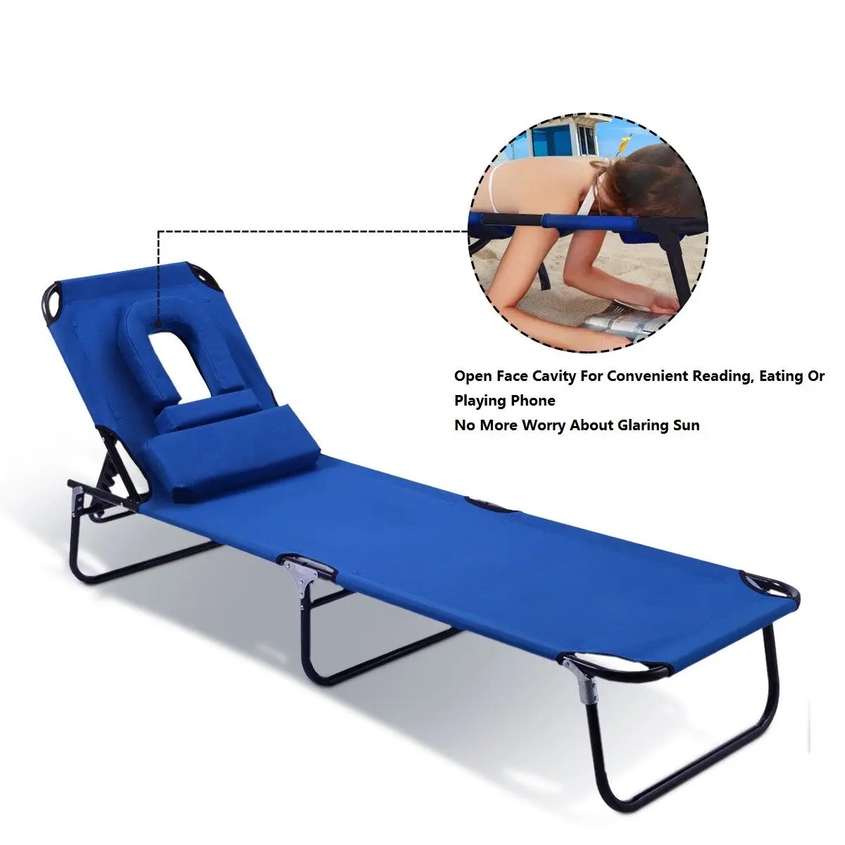 Costway Patio Foldable Chaise Lounge Chair Bed Outdoor Beach Camping