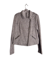 Maurices Moto Jacket Gray Space Dye Long Sleeve Zippered Pockets Knit Large - £13.54 GBP