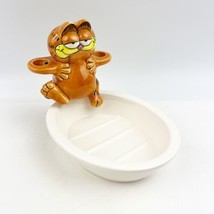 Vtg Garfield Orange Cat Soap Dish Toothbrush Holder Enesco Ceramic Japan 1981 - £70.61 GBP