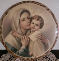 Vintage ~ Madonna &amp; Child ~ Coated ~ Wall Hanging Plaque ~ 9&quot; Diameter - £47.05 GBP