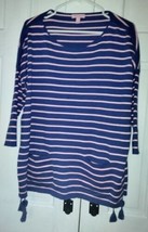 Lilly Pulitzer  Elba Sweater Twilight Blue Coastal Shell Stripe Gorgeous... - $60.79