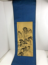 Vintage Japanese Hanging Scroll Asian Culture Art on canvas long hanging - £61.50 GBP